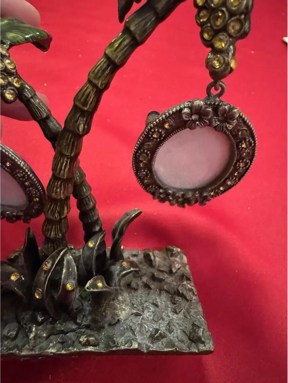 Vintage 3-D yellow crystal Palm tree picture frame 3×5